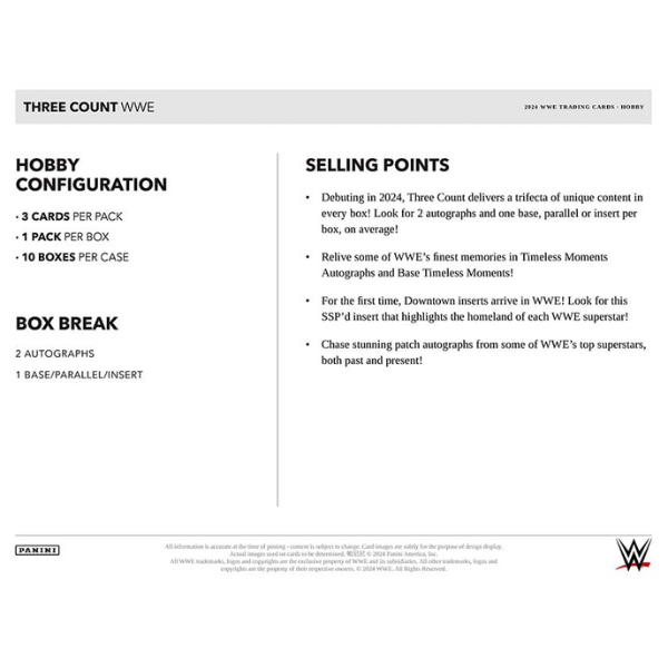 Panini Three Count WWE Wrestling Hobby Box 2024