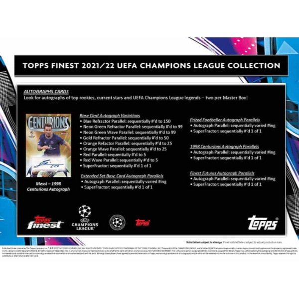 Topps Uefa Champions League Finest Soccer Hobby Box 2021/2022 (Fussball) Master Box